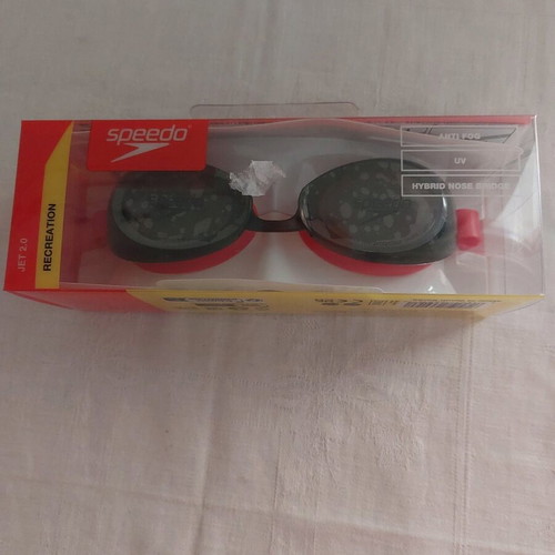 Speedo swimming goggles black with red details new