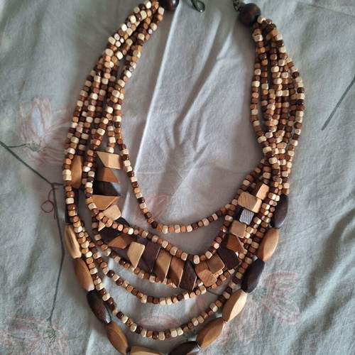 Wooden necklace, handmade, new