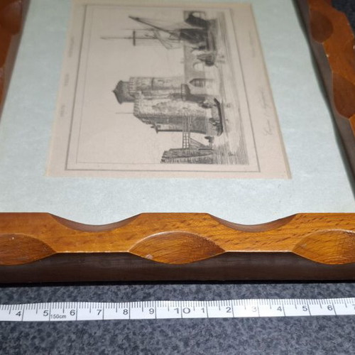 Engraving Euripe Negrepont 1835 in wooden frame like new