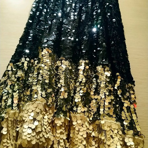 Veloudakis evening dress like new, black with gold sequins, size L
