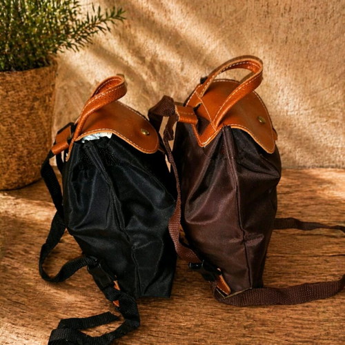Backpack foldable black and brown, new, minimal design