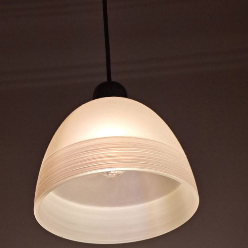 Ceiling light used, transparent glass, 18 cm diameter