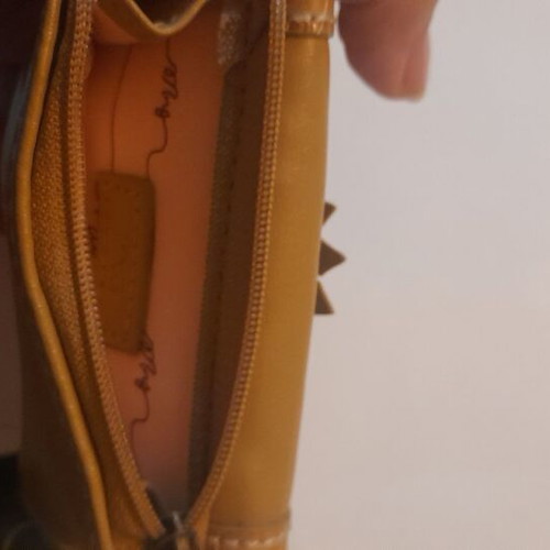 Mango beige key wallet with coin pocket and bronze details