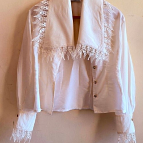 ZIC ZAC women's lace cotton shirt one size like new, white