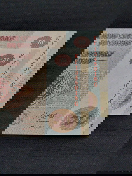 CONGO. 2022. 50 FRANCS. 2 συνεχόμενα νούμερα.