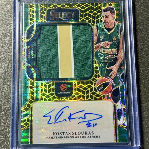 Kostas Sloukas Panini Select EuroLeague FOTL Gold Prizm Jersey Patch Autograph 10/10