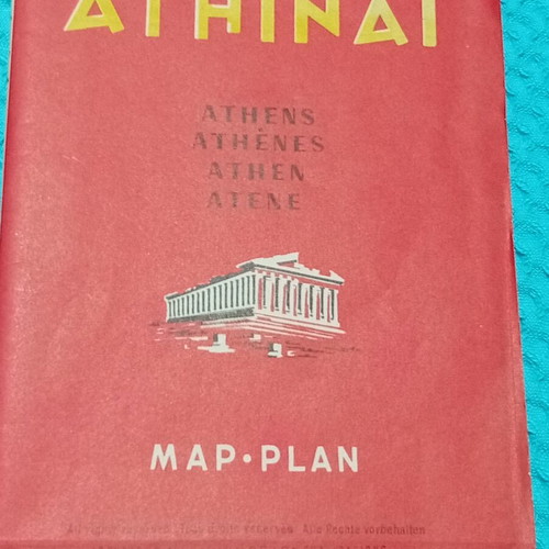 Vintage Athens Map-Plan used, Editions C. Gouvoussis 1950s-60s