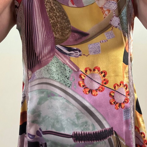 Custo Barcelona 100% silk blouse like new, pink and yellow, size S