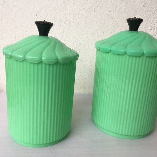 Biodrak containers unused, crystallized plastic, 1L and 740ml