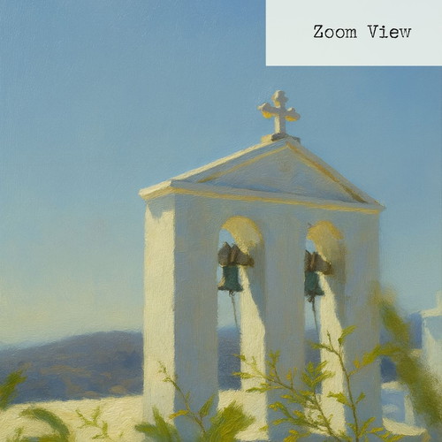 White Cycladic Church Wall Painting 21x30 cm New Greek Summer Decor