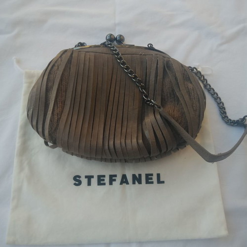 Stefanel shoulder bag used, brown leather and wool