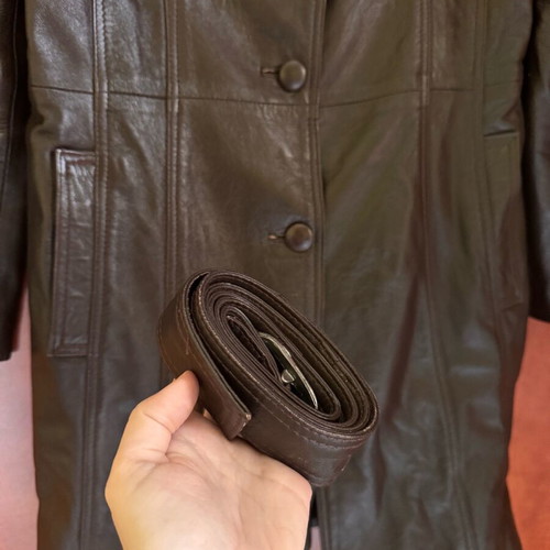 Vintage leather brown 3/4 coat used Giorgio Valentino, size S