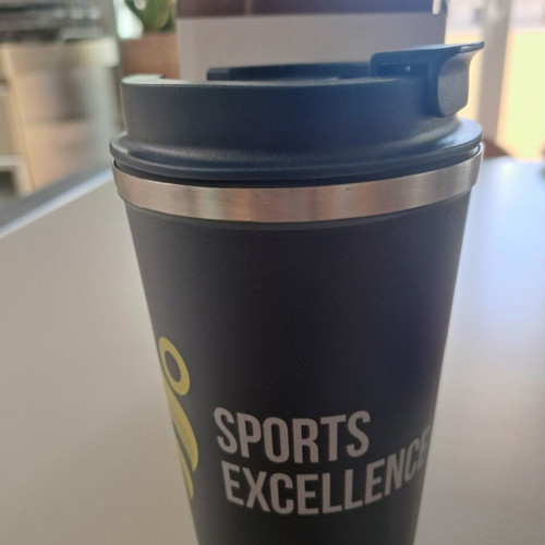Thermos cup new, black, 15cm with box