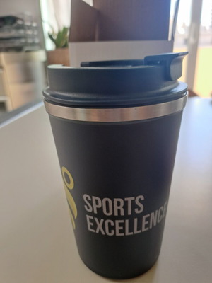Thermos cup new, black, 15cm with box