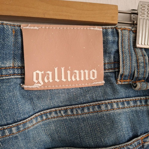 Vintage Y2K John Galliano Low Rise Newspaper Jeans like new, blue