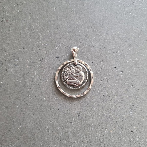 Pendant with Aquarius zodiac sign new, silver color