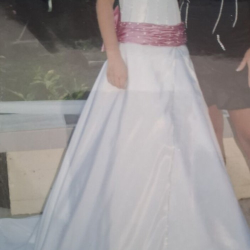 Wedding dress new, organza and satin, white and pink, two pieces