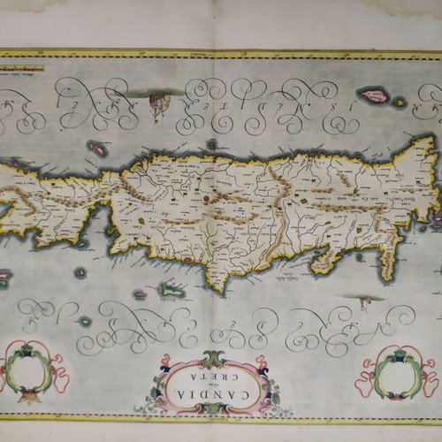 Authentic handcolored map of Crete by Blaeu used