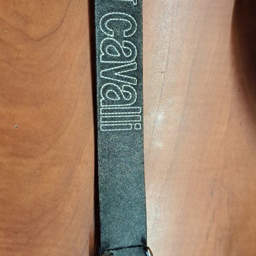Just Cavalli belt used, black leather with silver buckle and embroidery