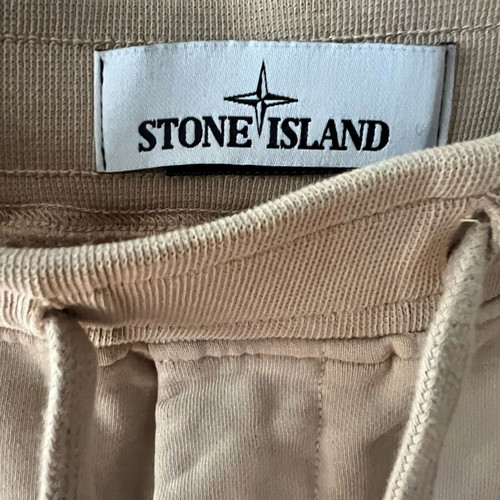 Stone Island Logo Garment-Dyed Cotton Jersey Shorts Size M like new, beige