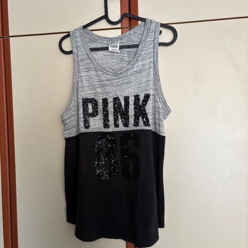 Pink Victoria's Secret sleeveless top like new, size S, grey and black