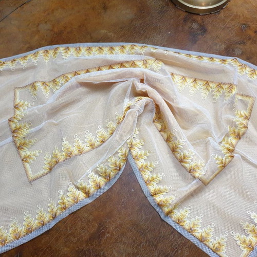 Table runner 70x35 handmade with yellow satin lining
