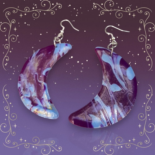 Handmade moon earrings new, hypoallergenic, recycled materials