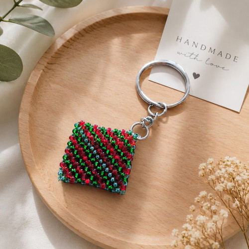 Handmade beaded keychain new, multicolor