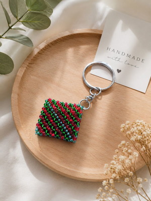 Handmade beaded keychain new, multicolor