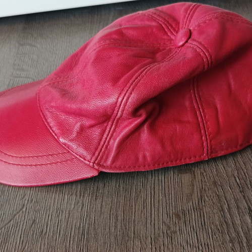Leather jockey hat red, like new, size S
