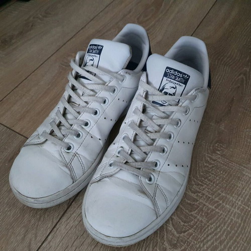 Adidas Stan Smith women's shoes used, size 38, white and blue
