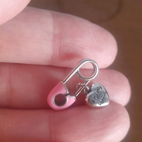 Charm new for bracelet pink and silver no name