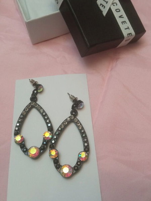 Earrings with stones new, black and white