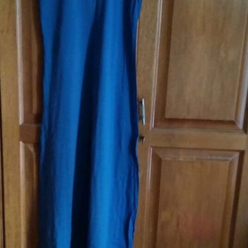 Long cotton ribbed dress used with lace trim on collar