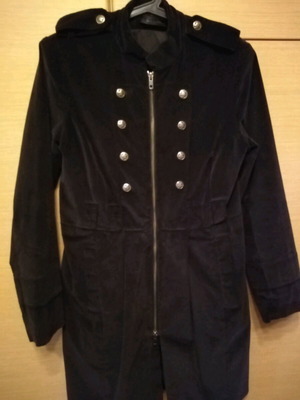 Black Mao Collar Coat like new, velvet texture S/M