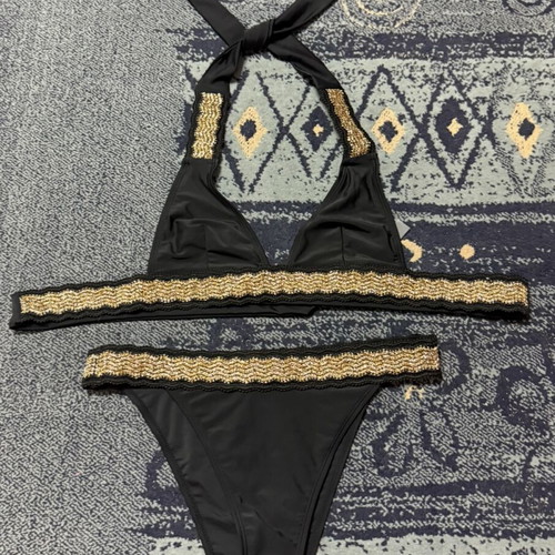 Black bikini set with gold details size L, new