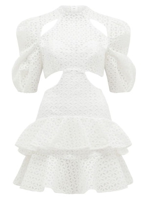 White Broderie Anglaise dress with cut-outs, Thurley style
