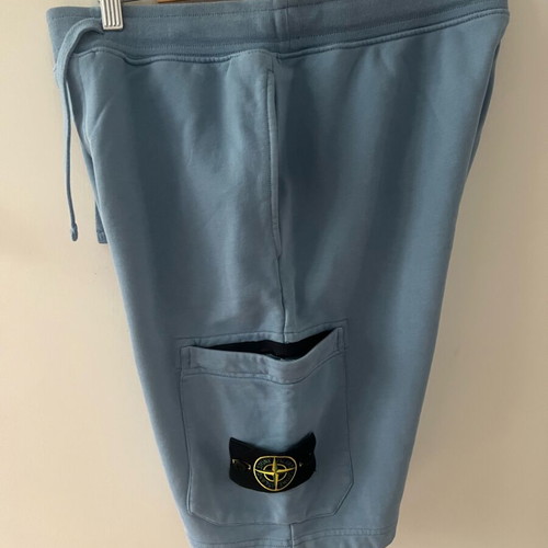 Stone Island garment-dyed cotton jersey shorts size M like new, blue