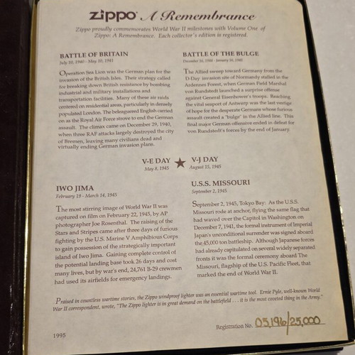 Zippo lighters set new, USA Navy World War II collectible with case