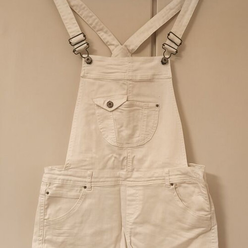Bershka denim shorts salopette used, size L, white