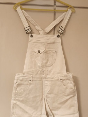Bershka denim shorts salopette used, size L, white