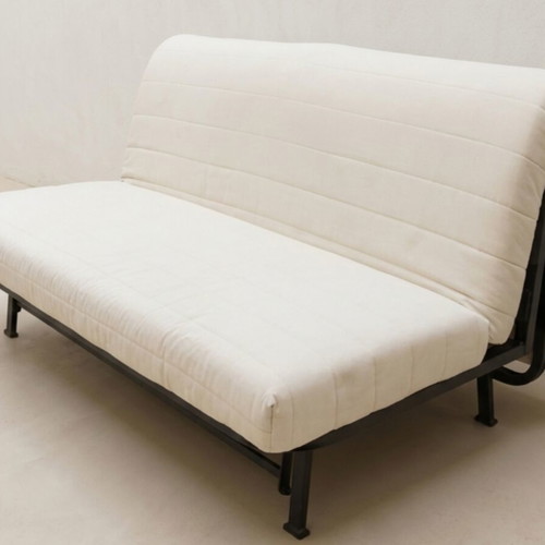 Folding sofa bed with cover used, dark gray and black
