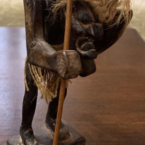 Wooden native figures set of 6 used with rope hair and ashtrays