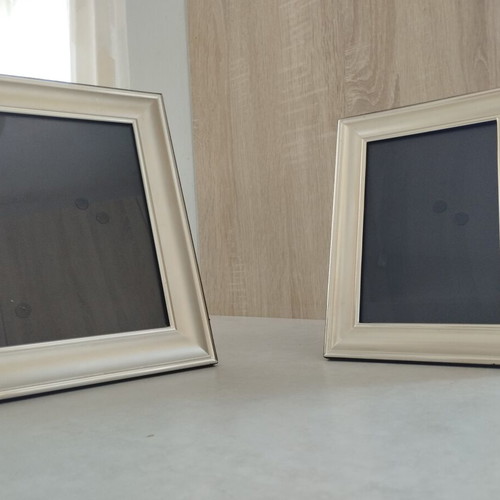 Set of 2 Premium Metal Satin Silver Frames like new, large & small
