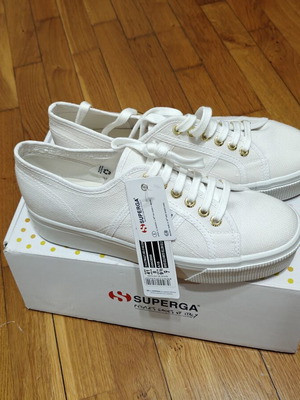 Superga double-layer white sneakers size 41