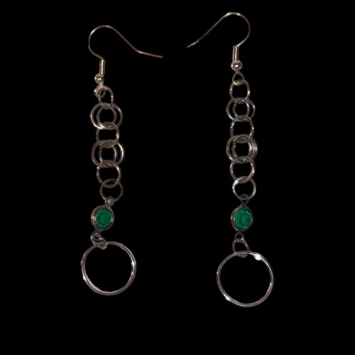 Poison Ivy handmade gothic Y2k boho earrings new, green silver