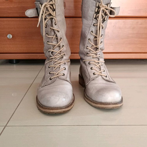Zara leather ankle boots used, gray, size 39
