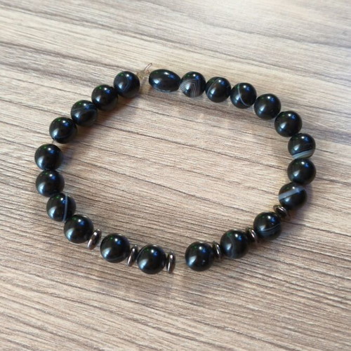 Chrysostomos men's bracelet like new with natural mineral stones