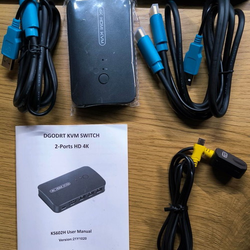 HDMI KVM Switch 4K 30Hz for 2 Computers with USB and 2 Cables