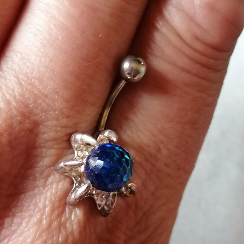 Dragon Claw Navel Piercing with Color-Changing Crystal, 925 Silver